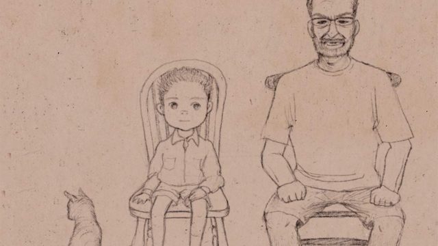 【はぴもりのイラスト006】「じいちゃんと孫」